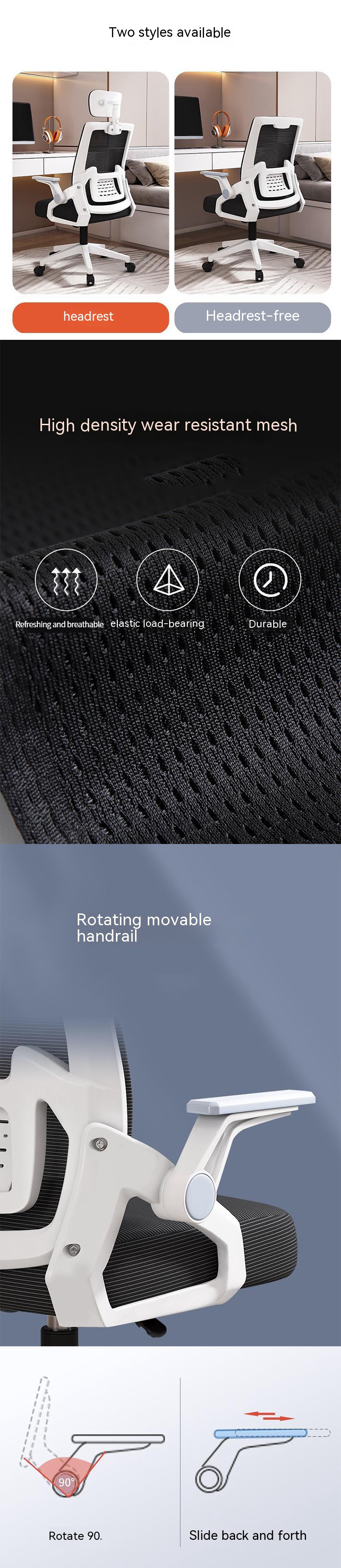 Height Adjustable and Durable Swivel Style Reclinable Mesh Staff Chair for Conference
