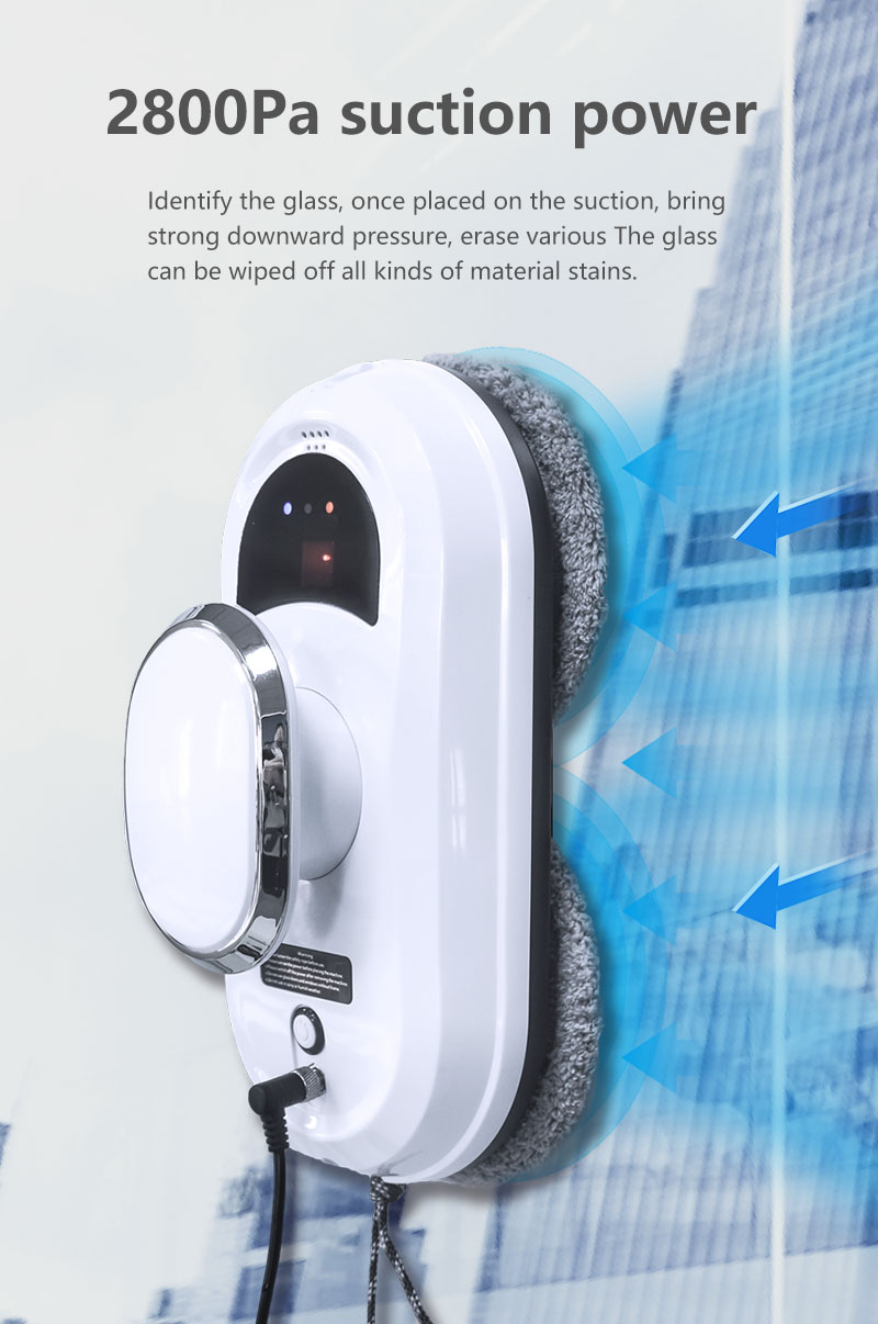 80w Power Electric Window Cleaning Robot Vacuum Cleaner with 500mAh Battery Capacity