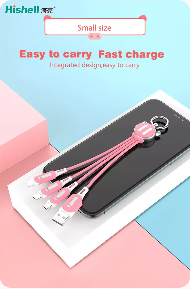 Multifunctional 3 In 1 Mobile Phone Charging Cable Fireproof Length 15CM