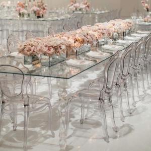 China Rectangular Acrylic Folding Banquet Table Transparent 200x100x75cm wholesale