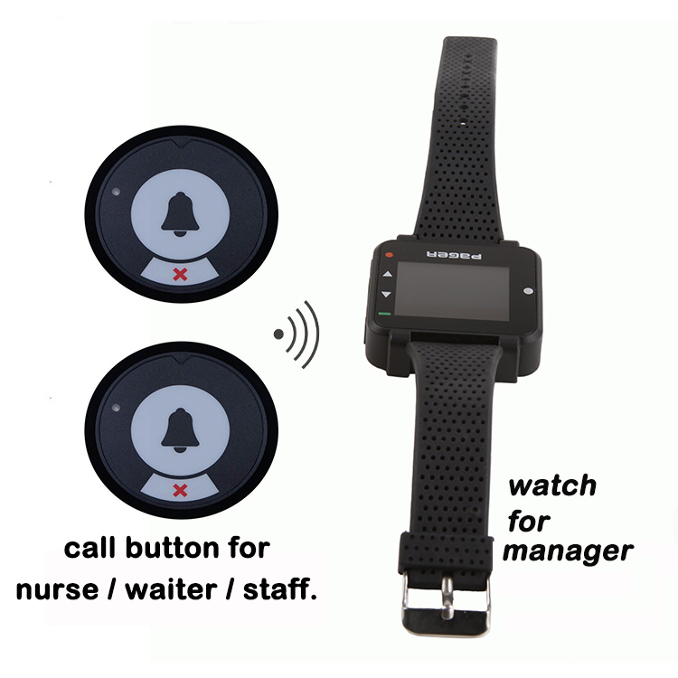 New trendy products customize wireless call button and wrist watch pager used for office staff calling