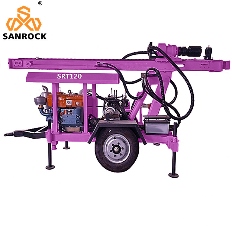 Trailer Mounted Water Well Drilling Rig 120m Deep Portable Water Well Drilling Rig