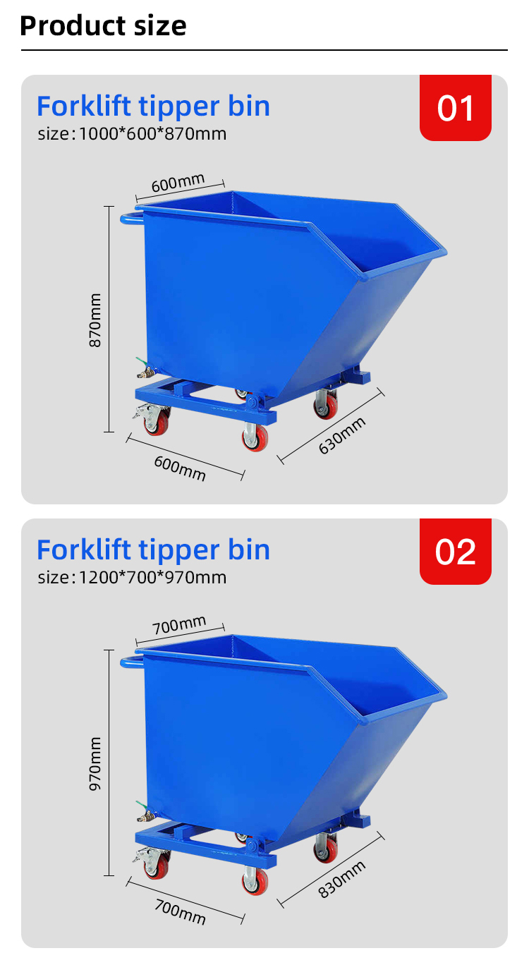 Heavy Duty Steel Self Dumping Hopper Self Tipping Bins Forklift Self Dump Hopper
