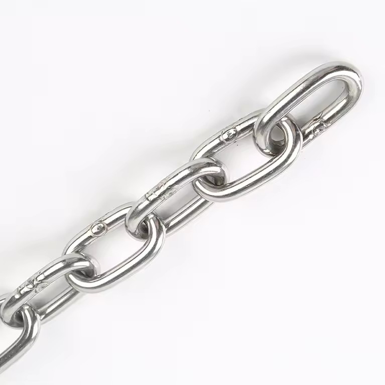 Plain Finish Steel Link Chain SS304 Din763 Stainless Chain Link 2t Working Loadlimit