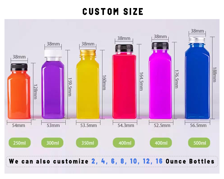 Wholesale Food Grade 100ml Square Transparent PET Plastic bottles