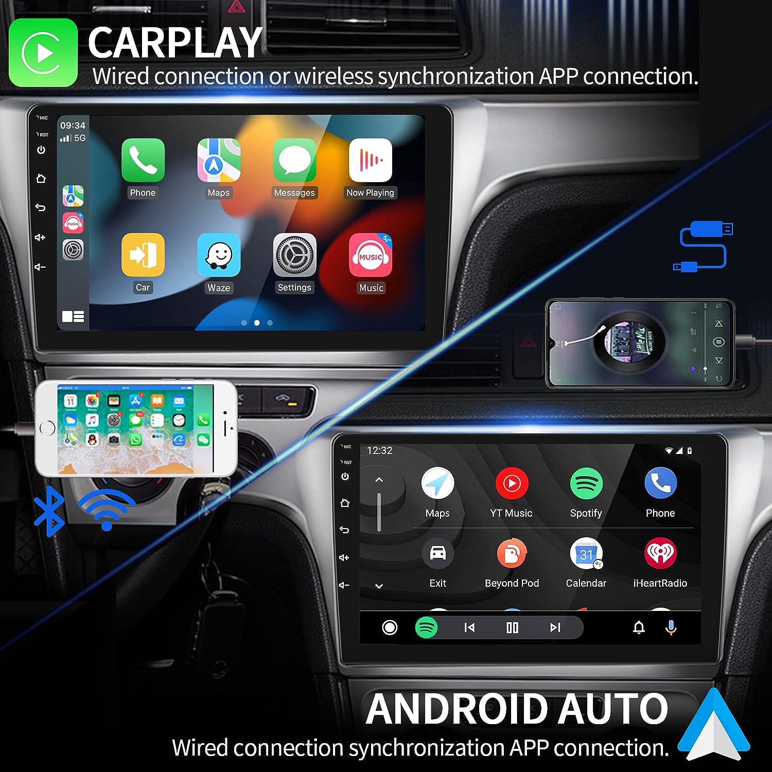 Combination of Built-in GPS and Mirror Link Support in 9inch Android 10 Car DVD Player