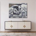 Modern Horizontal Canvas Horse Painting 100% Handmade Animal Paintings Home