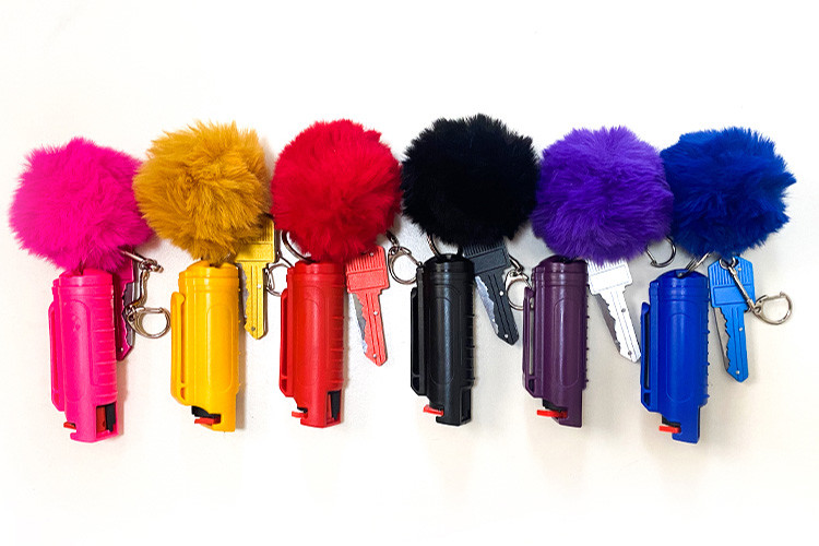 Colorful 3.5*95mm 20ML Pepper Spray Alarm Keychain With Quick Release