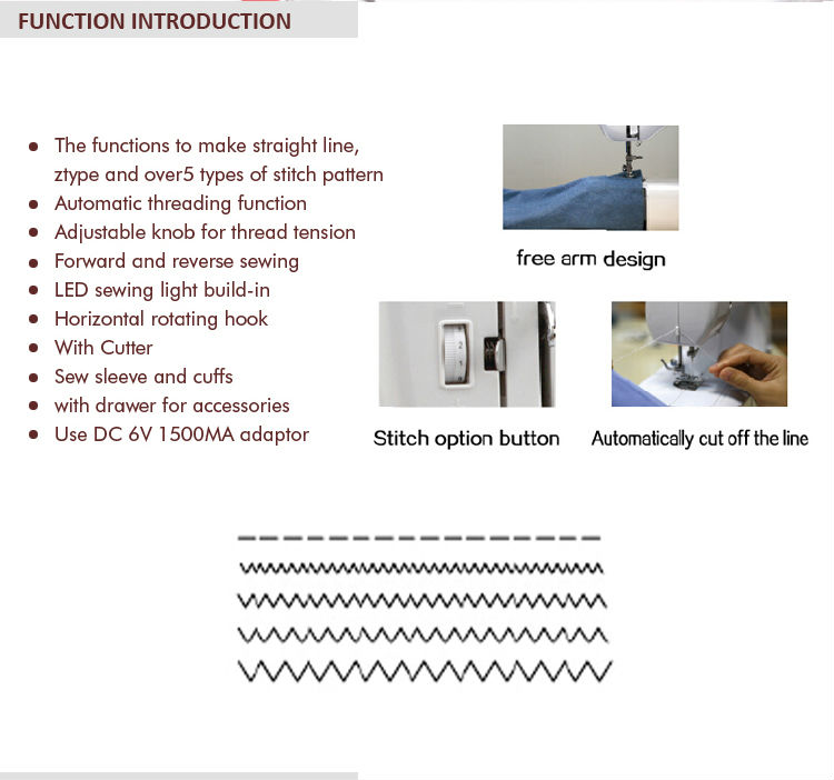Lock Stitch Mini Sewing Machine UFR-613 OEM and Overall Dimensions 38.4*15.3*24.7cm