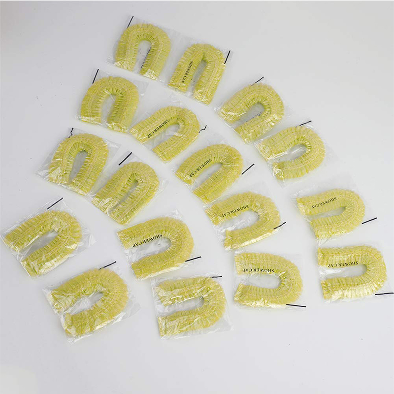Colorful Disposable Plastic Shower Cap Hand Made with Logo Printing Hotel Use