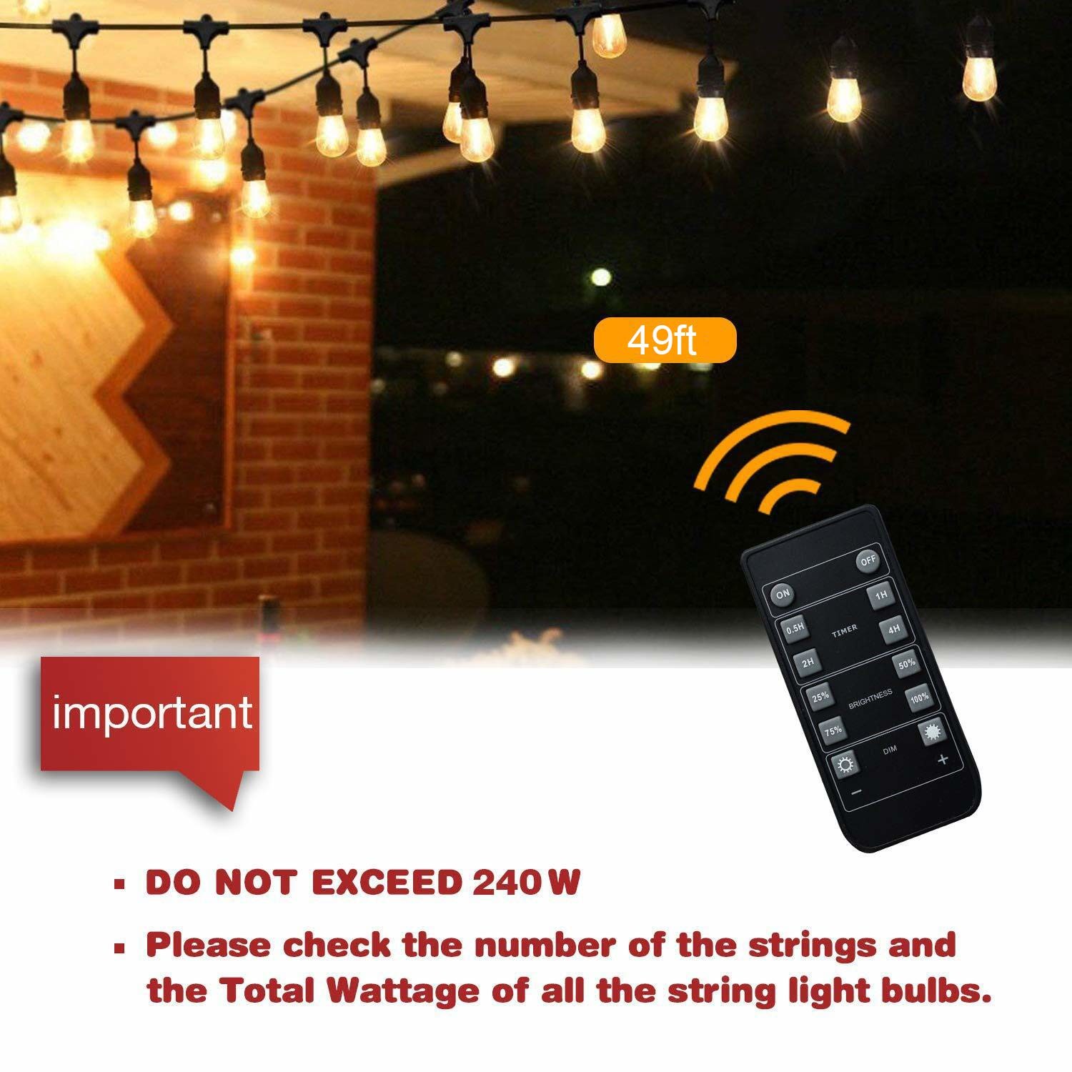 49ft 3 Prong Plug 240w LED Remote Control Dimmer