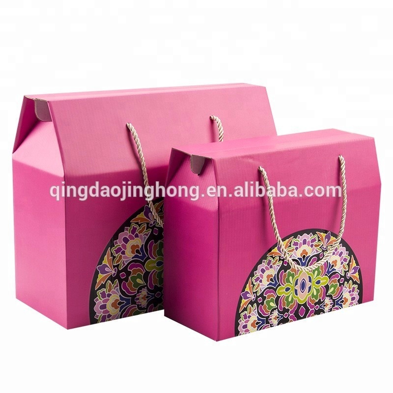 fruit vegetable gift color corrugated carton box with rope