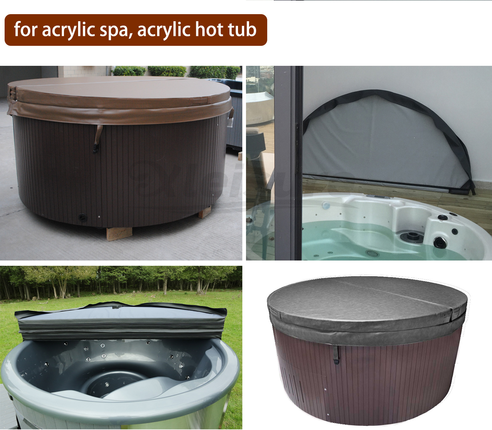 spa hot tub vinyl leather cover skin round lid for heated wooden tub without foams for hot tub whirlpool