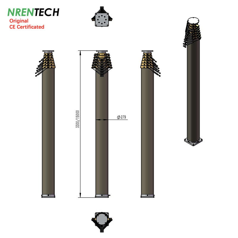 15m lockable pneumatic telescopic mast for mobile antenna tower 300kg payloads- lockable mast