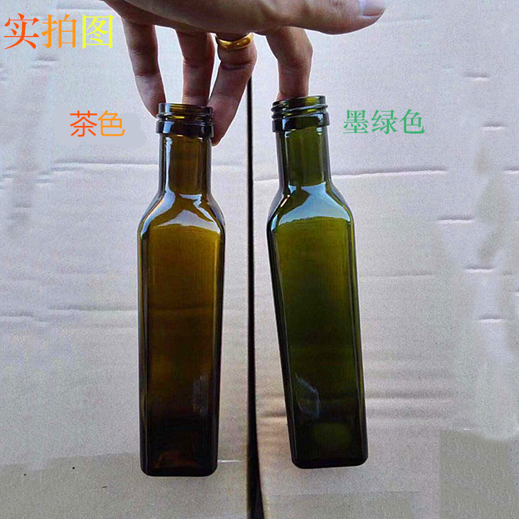 Glass Base Material 750ml Round Dark Green Camellia Walnut Oil Bottle with Cork Sealing Type