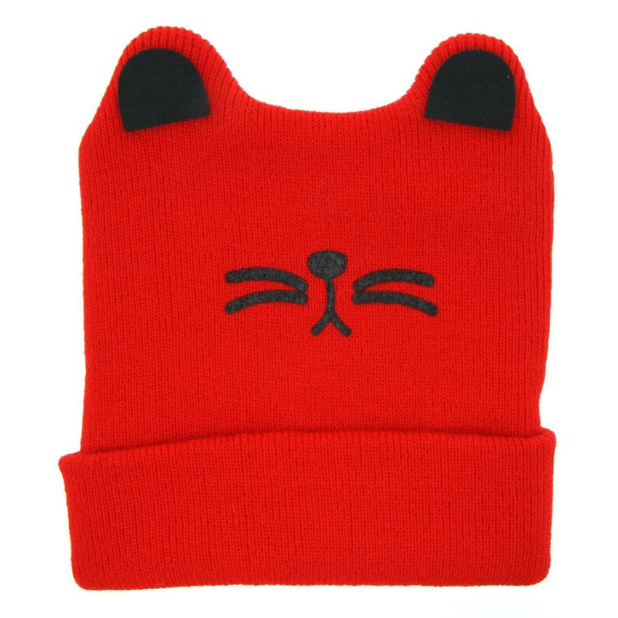Boys Girls Cat Ear Lovely Baby Hats , Woolen Yarn Knit Keep Warm Hats Soft Material