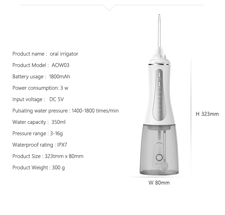 Cordless 350ml Portable Dental Water Flosser Jet For Festival Gift Giving