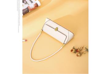China Women White Baguette Shape PU Leather Clutch Bag Pouch Handbag wholesale