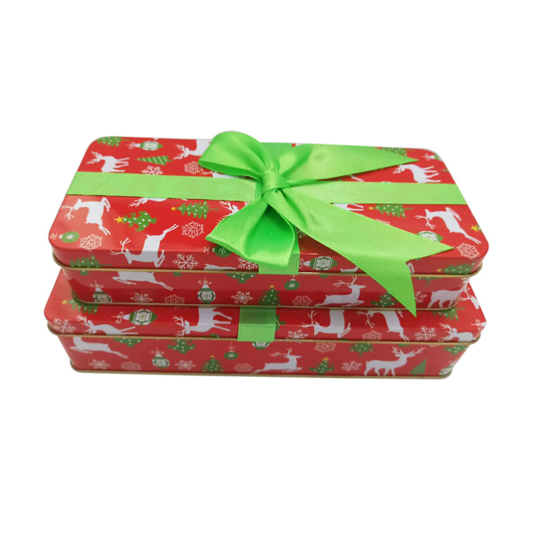 Christmas Holiday Gift Biscuit Tin Can Metal Tinplate Cans With Lid