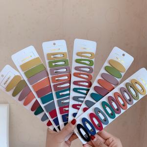 China Metal Decorative Hair Clips Grips Kids Girl Jewelry Set BB Side Frosted Acrylic 10pcs/Set wholesale