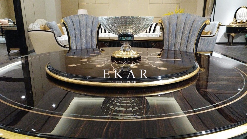 Italian Luxury Round Dining Table With Rotating Centre