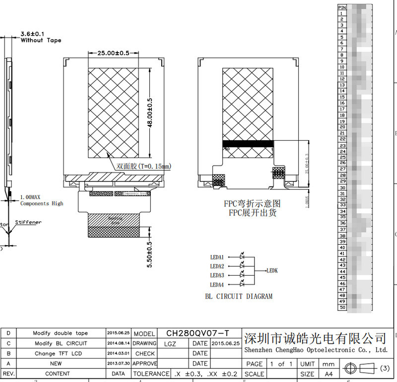2.8" Resistive Touch Screen Monitor Ili9341 Lcd Driver Ic 50 Pin Spi+Rgb Multi Interface