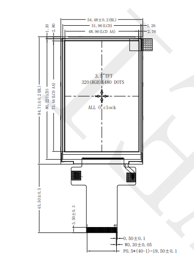 3.5-inch 320*480 Medical Infusion Stick Display Panel MCU Interface 350nits Display Screen