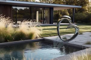 China Garden Yard Modern Art Mirror Polished Love Heart Sculpture wholesale