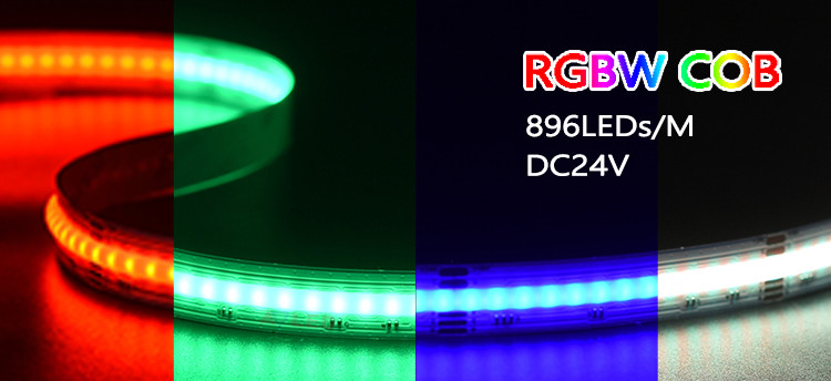 CE RoHS UL Color Changing WiFi 5 M IP20 IP67 Waterproof 896 Chips COB RGBW LED Strip 24V