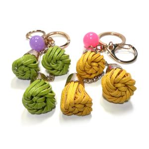 China Personalised Yellow 3.5cm Leather Flower Keyring For Car Keys wholesale
