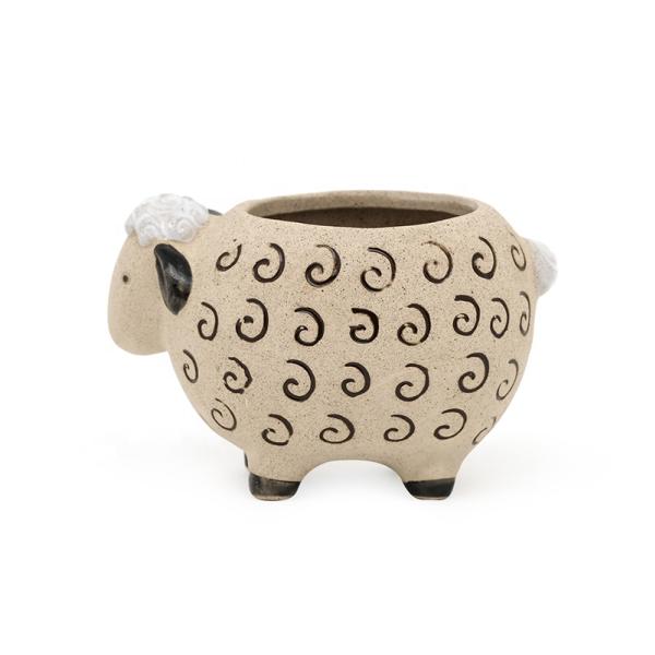 Wholesale hot sale lovely instagram 3D unique sheep succulent flower pot in pottery clay ceramic