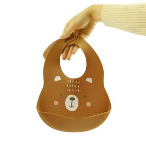 China Cacoon Cat Fox Printed Silicone Food Catcher Bibs For Toddler Breakfast Feedings wholesale