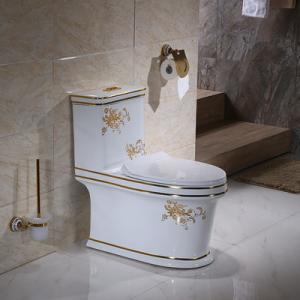 China One Piece Flush And Soft Closing Toilet Bathroom Ceramic Golden wholesale
