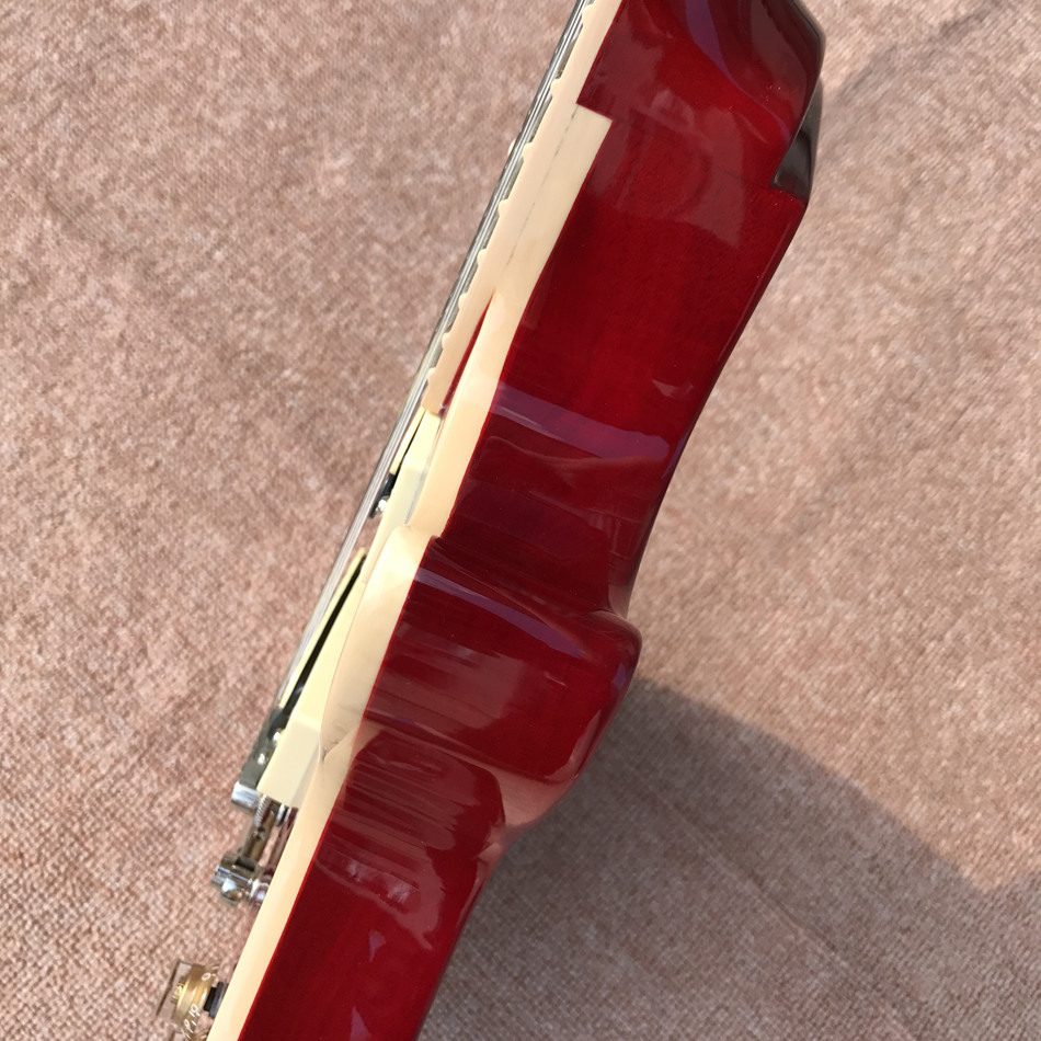 New standard LP slash electric guitar, Flame Maple Top, frets cream binding, one piece of neck & body, Tune-o-Matic brid