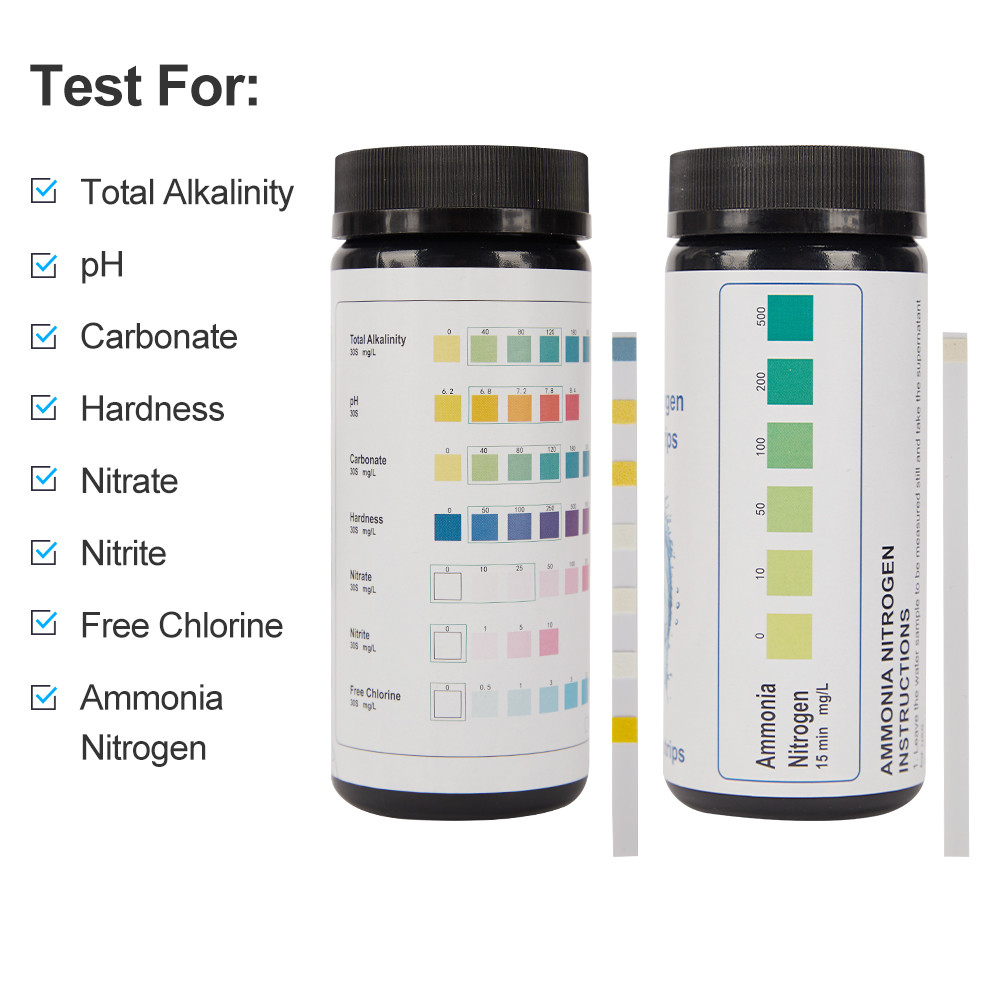 High Accuracy Pool or Fish Tank PH 7 In 1 Water Test Strips