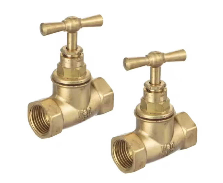 1/2" 3/4" HEX Double Thread Female Brass Stop Valve