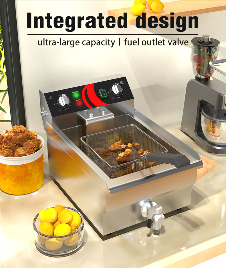 Single Tank Electric Deep Fryer for Frying Chicken and Fish in Industrial Kitchen
