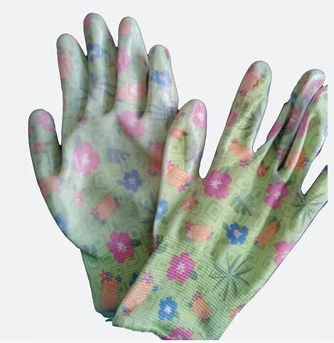 Garden Nitrile Coated Gloves Floral Liner Nitrile Palm Gloves Size 9 Size 10