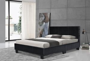 China 8 Inch Lisbon Double Bed Black Faux Leather Frame Medium White Upholstery wholesale