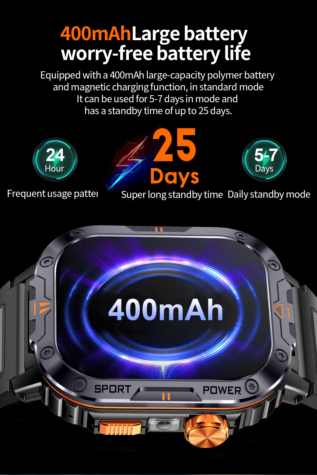 Sports Rugged Outdoor Smart Watch 4g Android 2.0inch BT Calling