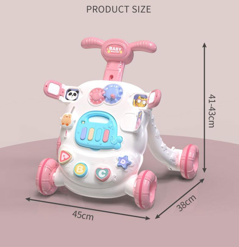 Sit Stand Early Learning Baby Walker with Musical Activity Center and Toys