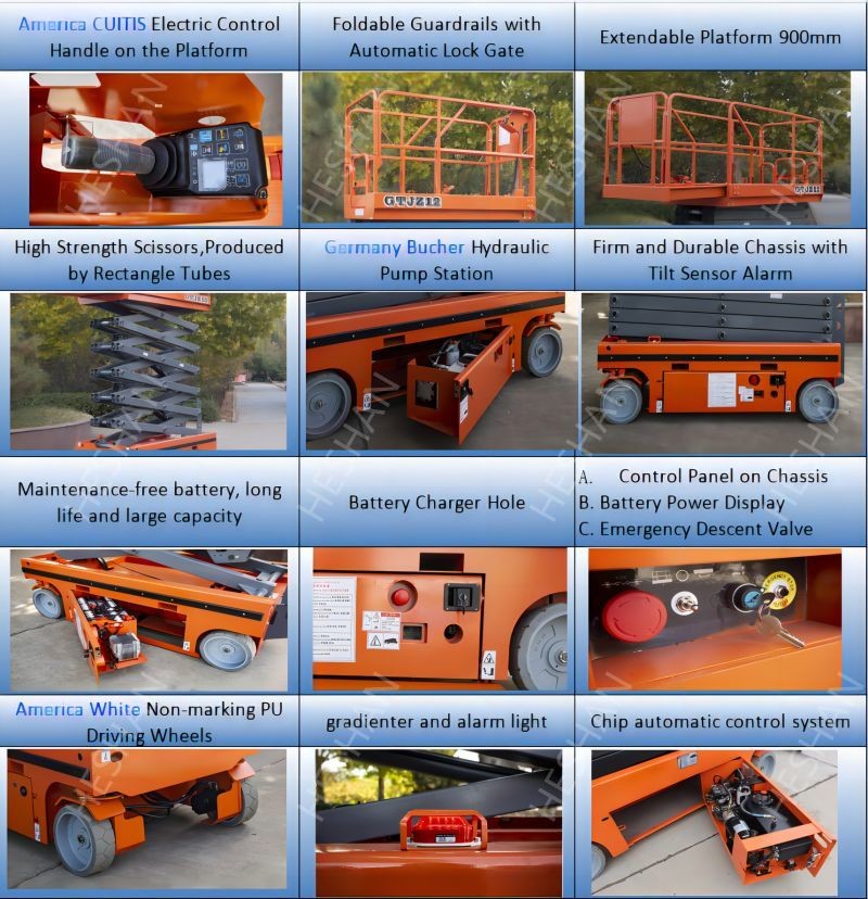 Electric Mobile Scissor Lift Table Hydraulic Lifter Battery Powered 40 Feet