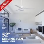 3 Plywood Dimming Modern LED Ceiling Fan 52 Inch Three Speeds
