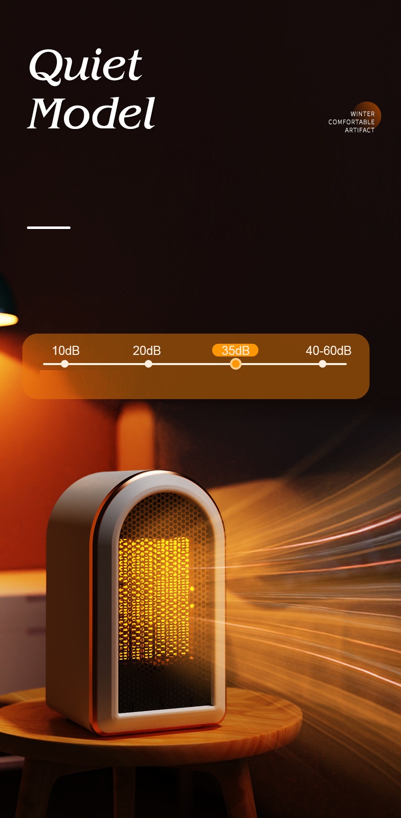 Battery Powered 1200W PTC Mini Portable Room Electric Fan Heater Fast Winter Heating