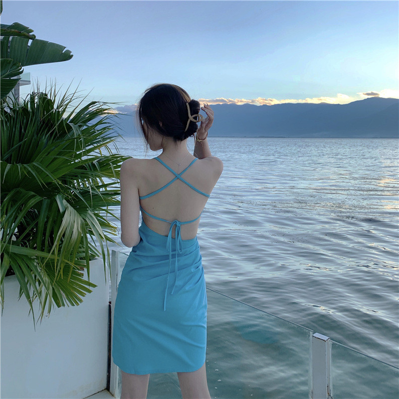 Sexy Blue Women's Beach Vacation Dresses