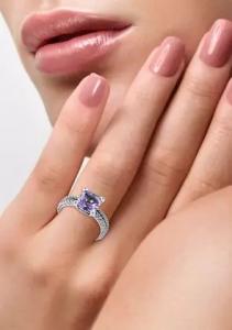 China Amethyst and White Sapphire Cable Ring With 925 Sterling Silver wholesale