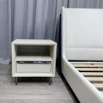 18" Leather Contemporary Italian Nightstands 0.6m Bedside Table Beige