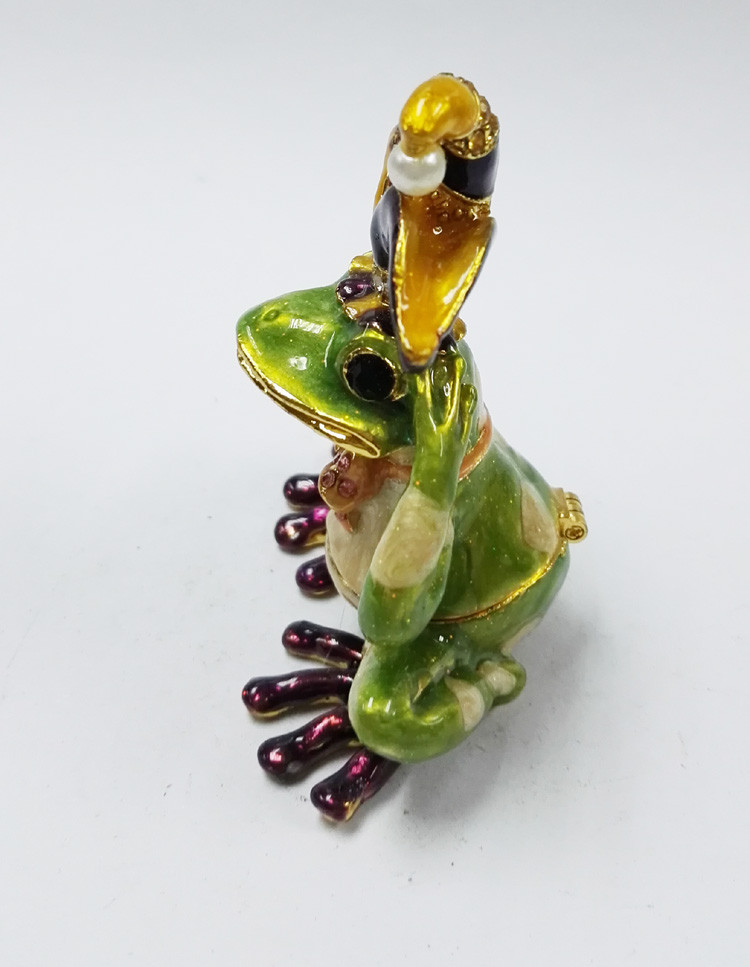 Frog bejeweled box Frog gift box Frog Alloy box Frog trinket box