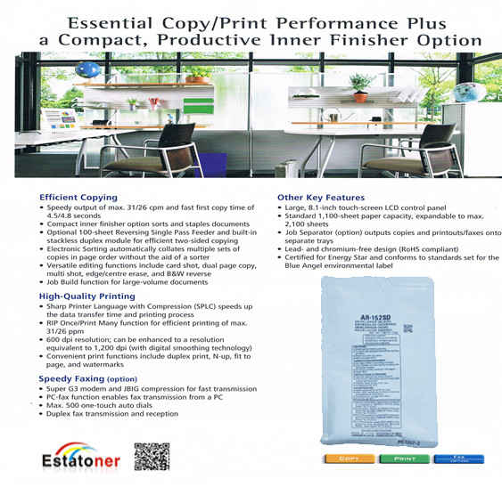 AR - 152SD Developer Black Sharp Copier Toner AR 150 / 153 / 158 Net Weight 170g