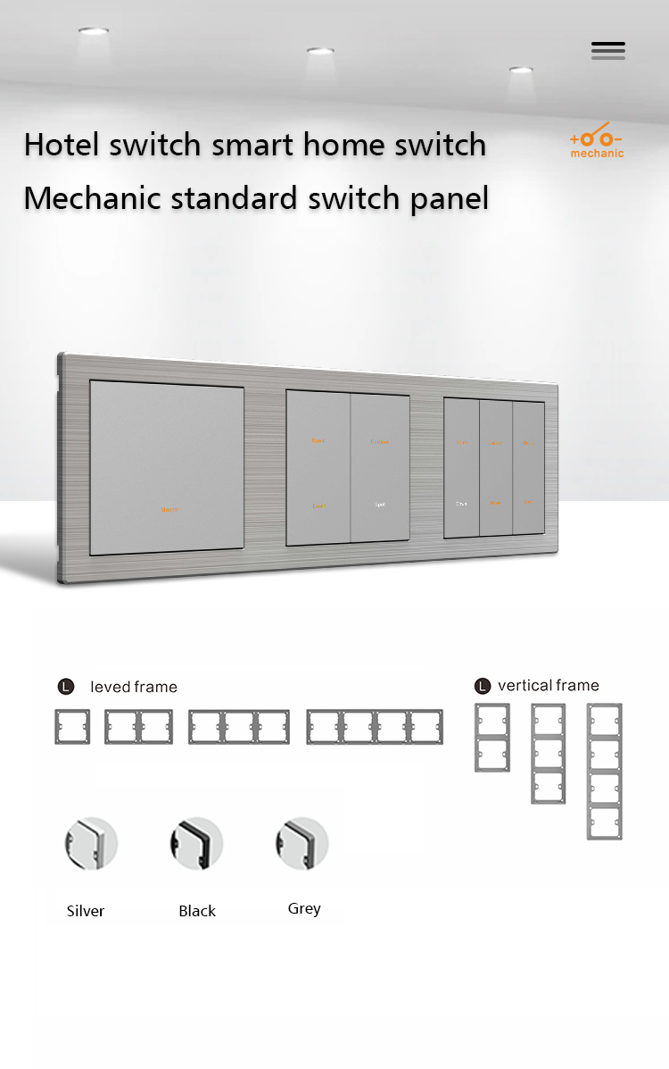 High voltage 250V 10A Plastic Wall Switch Grey / Champagne